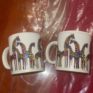Laurel Burch Mug Wine Things Unlimited Sonoma CA Cup Family of Giraffes
